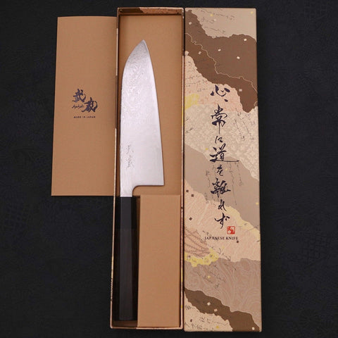 Santoku SLD Wave Nickel Damascus Buffalo Ebony Handle 165mm-[Musashi]-[Japanese-Kitchen-Knives]