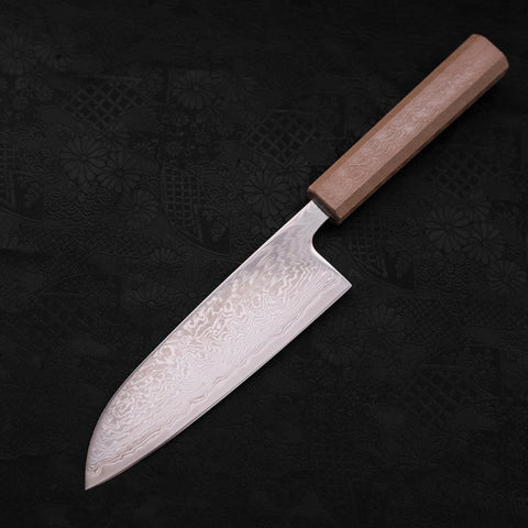Santoku SLD Wave Nickel Damascus White Urushi Handle 165mm-[Musashi]-[Japanese-Kitchen-Knives]