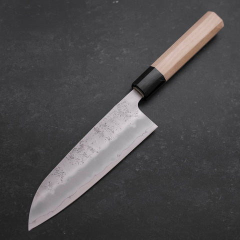 Santoku Silver Steel #3 Nashiji Buffalo Magnolia Handle 165mm-[Musashi]-[Japanese-Kitchen-Knives]