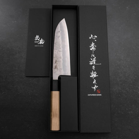 Santoku Silver Steel #3 Nashiji Buffalo Magnolia Handle 165mm-[Musashi]-[Japanese-Kitchen-Knives]