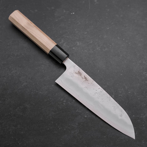 Santoku Silver Steel #3 Nashiji Buffalo Magnolia Handle 165mm-[Musashi]-[Japanese-Kitchen-Knives]