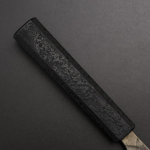 Santoku Silver Steel #3 Nashiji Damascus Black Ishime Urushi Handle 165mm-[Musashi]-[Japanese-Kitchen-Knives]