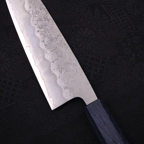 Santoku Silver Steel #3 Nashiji Dark Blue Handle 165mm-[Musashi]-[Japanese-Kitchen-Knives]