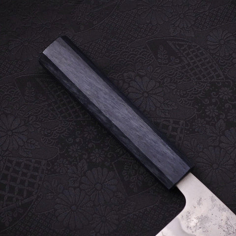 Santoku Silver Steel #3 Nashiji Dark Blue Handle 165mm-[Musashi]-[Japanese-Kitchen-Knives]