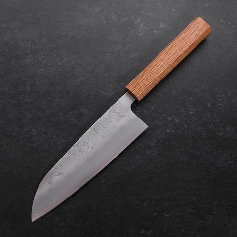 Santoku Silver Steel #3 Nashiji Oak Handle 165mm (6.5”)-[Musashi]-[Japanese-Kitchen-Knives]