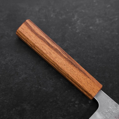 Santoku Silver Steel #3 Nashiji Oak Handle 165mm (6.5”)-[Musashi]-[Japanese-Kitchen-Knives]