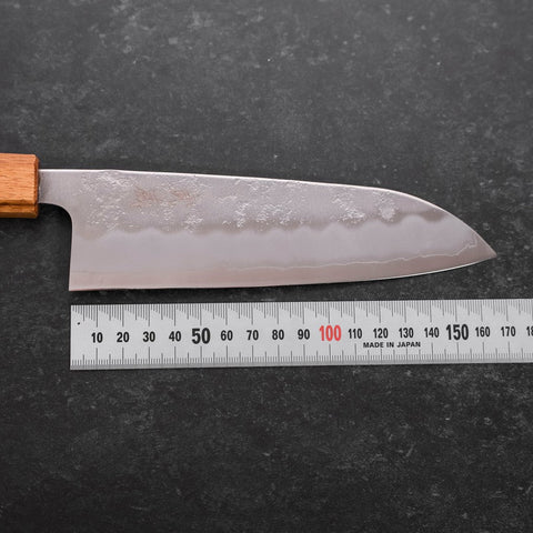 Santoku Silver Steel #3 Nashiji Oak Handle 165mm (6.5”)-[Musashi]-[Japanese-Kitchen-Knives]