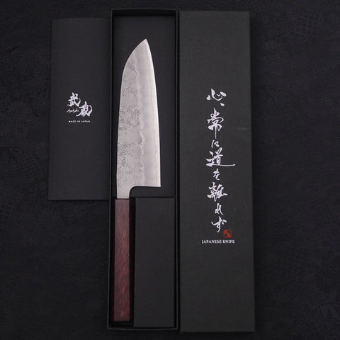 Santoku Silver Steel #3 Nashiji Purple Urushi Handle 165mm-[Musashi]-[Japanese-Kitchen-Knives]