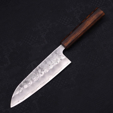 Santoku Silver Steel #3 Nashiji Sumi Urushi Handle 165mm-[Musashi]-[Japanese-Kitchen-Knives]