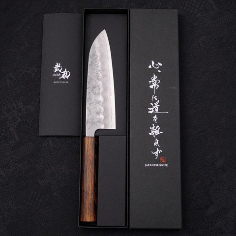 Santoku Silver Steel #3 Nashiji Sumi Urushi Handle 165mm-[Musashi]-[Japanese-Kitchen-Knives]