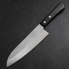 Santoku Silver Steel #3 Nashiji Western Black Handle 180mm-[Musashi]-[Japanese-Kitchen-Knives]