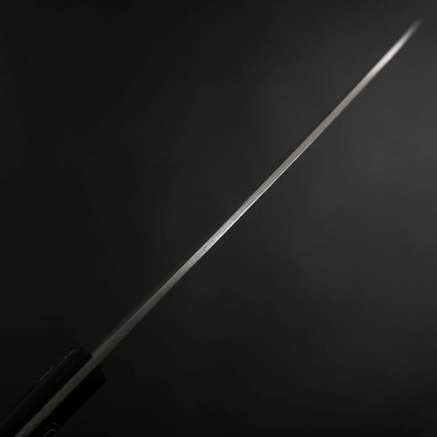 Santoku Silver Steel #3 Nashiji Western Black Handle 180mm-[Musashi]-[Japanese-Kitchen-Knives]