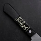 Santoku Silver Steel #3 Nashiji Western Black Handle 180mm-[Musashi]-[Japanese-Kitchen-Knives]