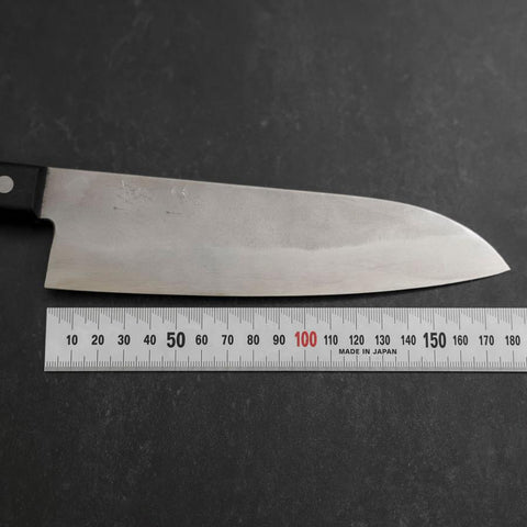 Santoku Silver Steel #3 Nashiji Western Black Handle 180mm-[Musashi]-[Japanese-Kitchen-Knives]