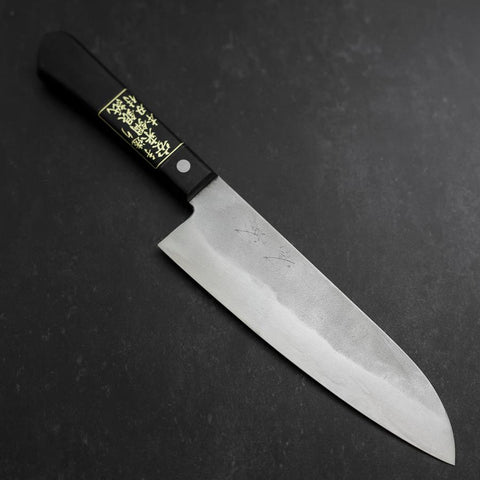 Santoku Silver Steel #3 Nashiji Western Black Handle 180mm-[Musashi]-[Japanese-Kitchen-Knives]