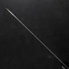 Santoku Silver Steel #3 Nashiji Western Purple Handle 180mm (Tsuba-Nashi) (7”)-[Musashi]-[Japanese-Kitchen-Knives]