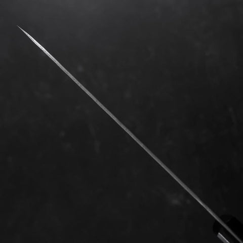 Santoku Silver Steel #3 Nashiji Western Purple Handle 180mm (Tsuba-Nashi) (7”)-[Musashi]-[Japanese-Kitchen-Knives]