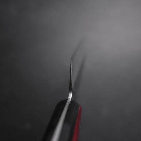 Santoku Silver Steel #3 Nashiji Western Red Handle 180mm (Tsuba-Nashi) (7”)-[Musashi]-[Japanese-Kitchen-Knives]