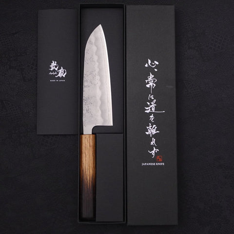 Santoku Silver Steel #3 Nashiji Yaki Urushi Handle 165mm (6.5”)-[Musashi]-[Japanese-Kitchen-Knives]