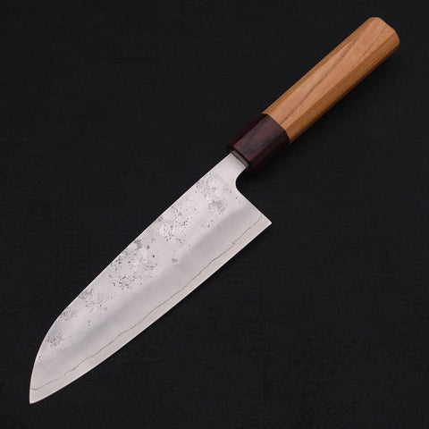 Santoku Silver Steel #3 Nashiji Zelkova Handle 165mm-[Musashi]-[Japanese-Kitchen-Knives]
