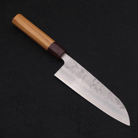 Santoku Silver Steel #3 Nashiji Zelkova Handle 165mm-[Musashi]-[Japanese-Kitchen-Knives]