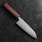Santoku Silver Steel #3 Nawame Damascus Purple Urushi Handle 165mm-[Musashi]-[Japanese-Kitchen-Knives]