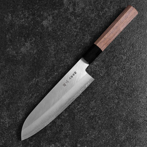 Santoku Silver Steel #3 Polished Buffalo Walnut Handle 170mm (6.7”)-[Musashi]-[Japanese-Kitchen-Knives]