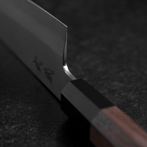 Santoku Silver Steel #3 Polished Buffalo Walnut Handle 170mm (6.7”)-[Musashi]-[Japanese-Kitchen-Knives]
