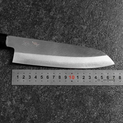 Santoku Silver Steel #3 Polished Buffalo Walnut Handle 170mm (6.7”)-[Musashi]-[Japanese-Kitchen-Knives]