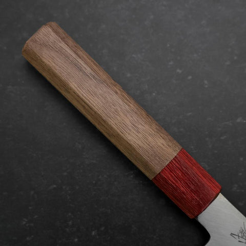 Santoku Silver Steel #3 Polished Walnut Handle 165mm-[Musashi]-[Japanese-Kitchen-Knives]