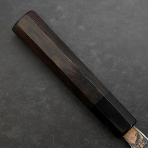 Santoku Silver Steel #3 Tsuchime Damascus Buffalo Ebony Handle 170mm-[Musashi]-[Japanese-Kitchen-Knives]