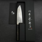 Santoku Silver Steel #3 Tsuchime Damascus Buffalo Ebony Handle 170mm-[Musashi]-[Japanese-Kitchen-Knives]