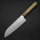Santoku Silver Steel #3 Tsuchime Damascus Buffalo Magnolia Handle 170mm-[Musashi]-[Japanese-Kitchen-Knives]