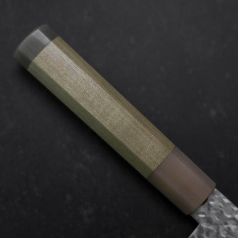 Santoku Silver Steel #3 Tsuchime Damascus Buffalo Magnolia Handle 170mm-[Musashi]-[Japanese-Kitchen-Knives]