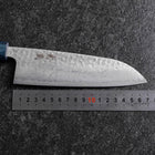 Santoku Silver Steel #3 Tsuchime Damascus Dark Blue Urushi Handle 170mm (6.7”)-[Musashi]-[Japanese-Kitchen-Knives]