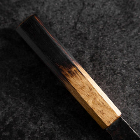 Santoku Stainless Clad AUS-8 Kurouchi Tsuchime Yaki Urushi Handle 170mm-[Musashi]-[Japanese-Kitchen-Knives]