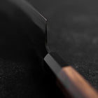 Santoku Stainless Clad Blue Steel #2 Kurouchi Walnut Handle 165mm-[Musashi]-[Japanese-Kitchen-Knives]