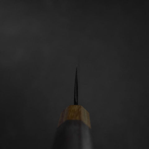Santoku Stainless Clad Blue Steel #2 Kurouchi Walnut Zelkova Handle 165mm (6.5”)-[Musashi]-[Japanese-Kitchen-Knives]