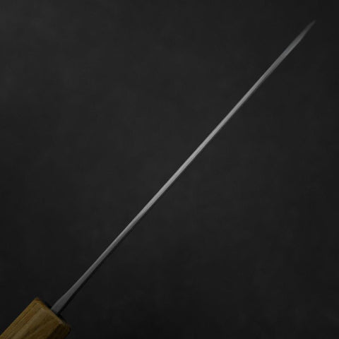Santoku Stainless Clad Blue Steel #2 Kurouchi Walnut Zelkova Handle 165mm (6.5”)-[Musashi]-[Japanese-Kitchen-Knives]