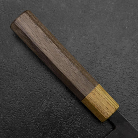 Santoku Stainless Clad Blue Steel #2 Kurouchi Walnut Zelkova Handle 165mm (6.5”)-[Musashi]-[Japanese-Kitchen-Knives]