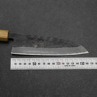 Santoku Stainless Clad Blue Steel #2 Kurouchi Walnut Zelkova Handle 165mm (6.5”)-[Musashi]-[Japanese-Kitchen-Knives]