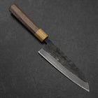 Santoku Stainless Clad Blue Steel #2 Kurouchi Walnut Zelkova Handle 165mm (6.5”)-[Musashi]-[Japanese-Kitchen-Knives]