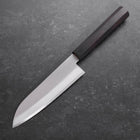 Santoku Stainless Clad Blue Super Polished Buffalo Ebony Handle 140mm-[Musashi]-[Japanese-Kitchen-Knives]