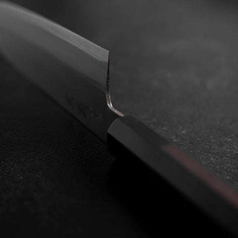 Santoku Stainless Clad Blue Super Polished Buffalo Ebony Handle 180mm-[Musashi]-[Japanese-Kitchen-Knives]