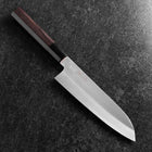 Santoku Stainless Clad Blue Super Polished Buffalo Ebony Handle 180mm-[Musashi]-[Japanese-Kitchen-Knives]