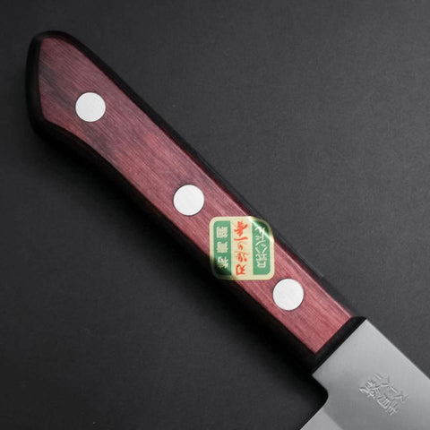Santoku Stainless Clad Blue Super Polished Western Black Red Handle 165mm (Tsuba-nashi)-[Musashi]-[Japanese-Kitchen-Knives]