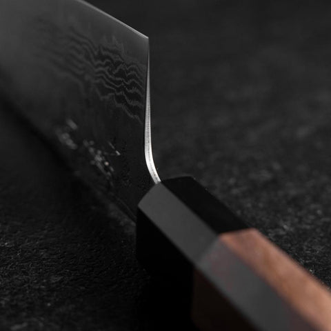 Santoku Sweden Stainless Steel Nashiji Washi Damascus Black Walnut Handle 165mm (6.5”)-[Musashi]-[Japanese-Kitchen-Knives]