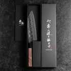 Santoku Sweden Stainless Steel Nashiji Washi Damascus Black Walnut Handle 165mm (6.5”)-[Musashi]-[Japanese-Kitchen-Knives]