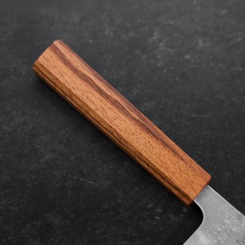 Santoku Sweden Stainless Steel Nashiji Washi Oak Handle 165mm-[Musashi]-[Japanese-Kitchen-Knives]