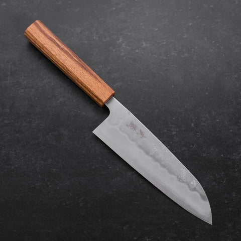 Santoku Sweden Stainless Steel Nashiji Washi Oak Handle 165mm-[Musashi]-[Japanese-Kitchen-Knives]